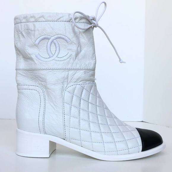 Chanel Crumpled Calfskin Cap Toe Short Boots - Picture 1 of 8